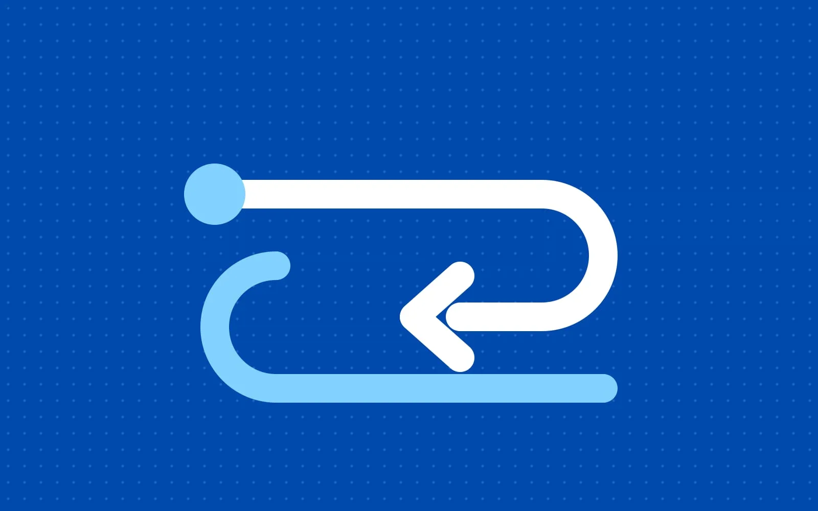 Abstract illustration: two arrows turning back towards each other