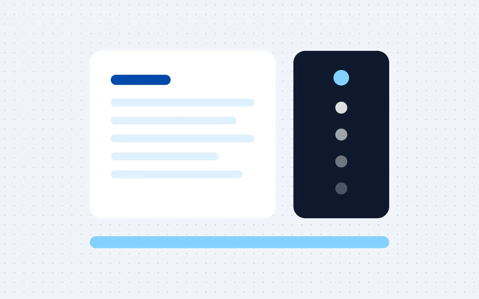 Abstract illustration: a data file next to a five-step timeline