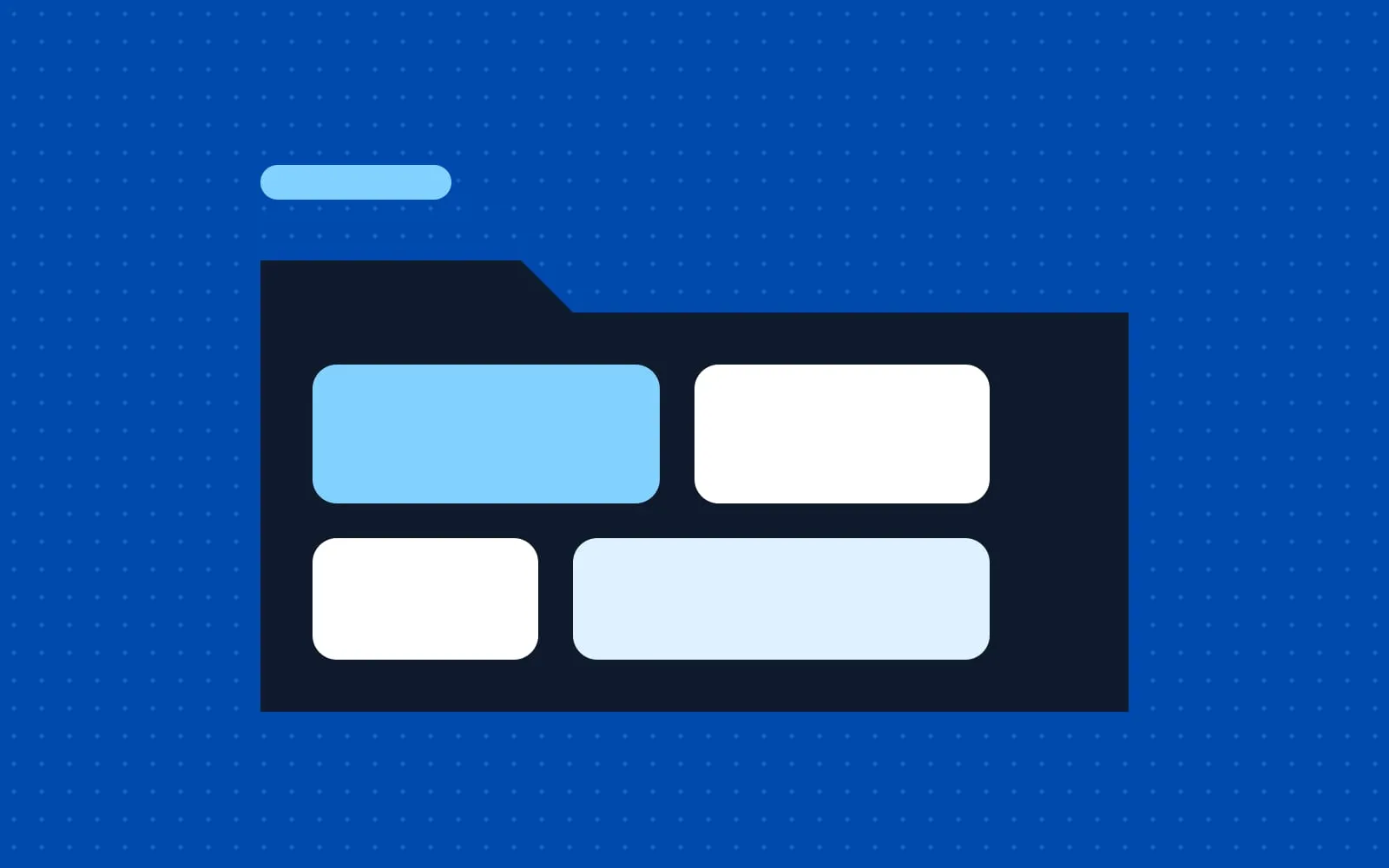Abstract illustration: an open folder with labelled data blocks