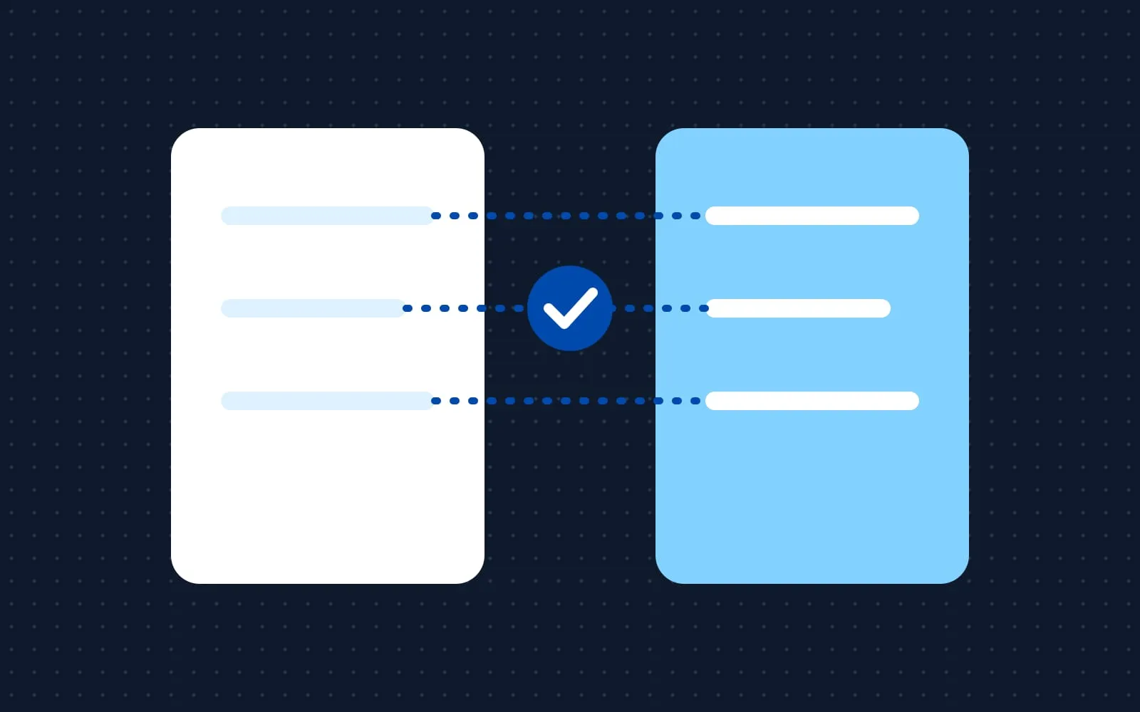 Abstract illustration: two documents side by side joined by matching lines