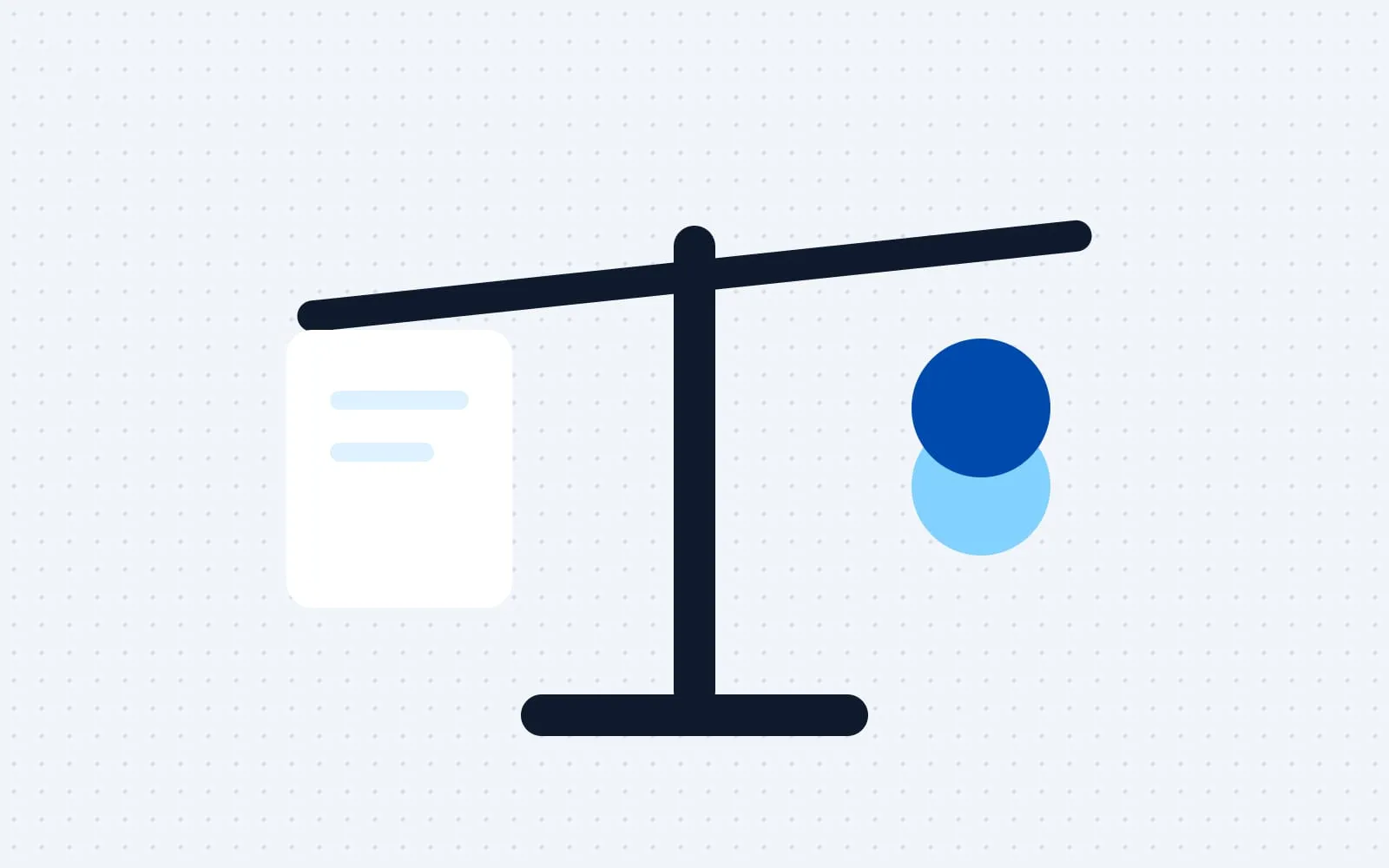 Abstract illustration: a balance with a document on one side and coins on the other